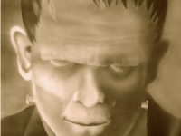 Monster van Frankenstein op canvas. Airbrush art.
