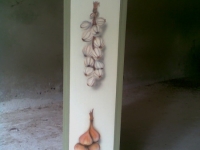 Schildering van kruiden op Portugees fruitkastje.